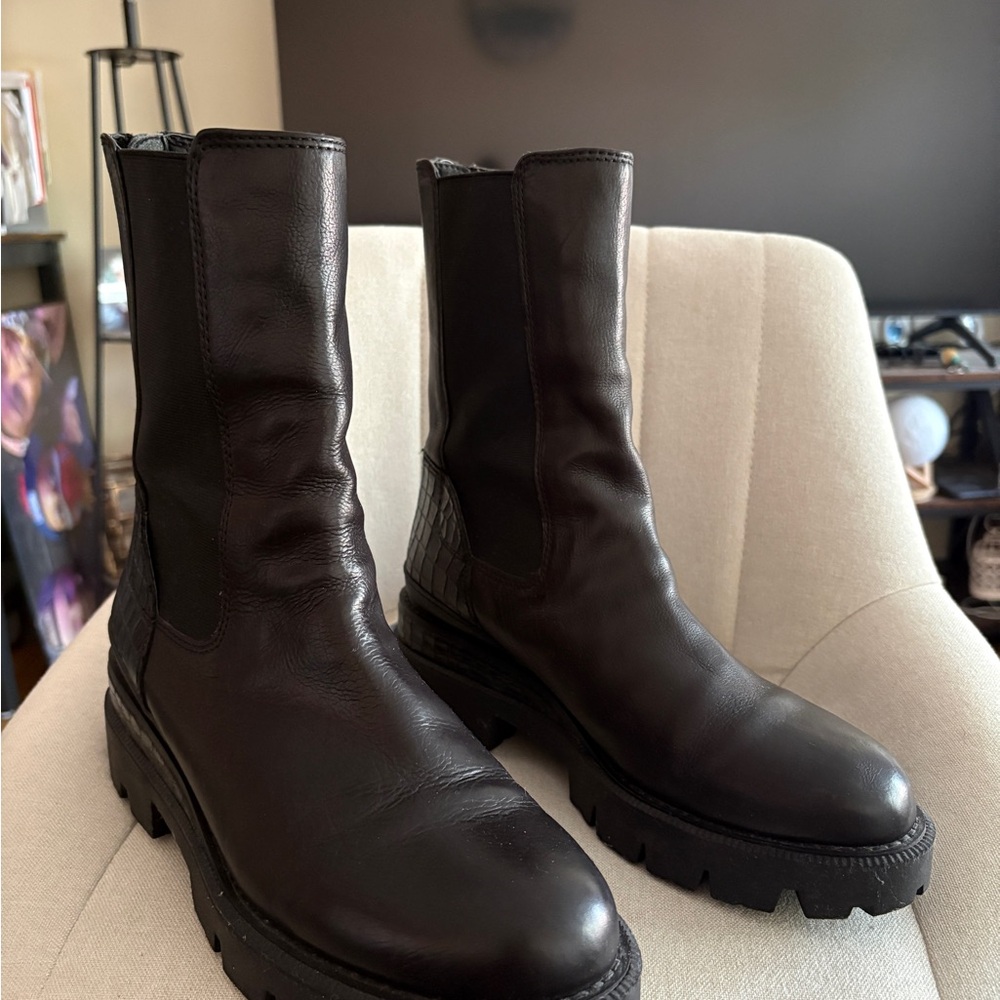 Sam Edelman Black Leather Combat Boots